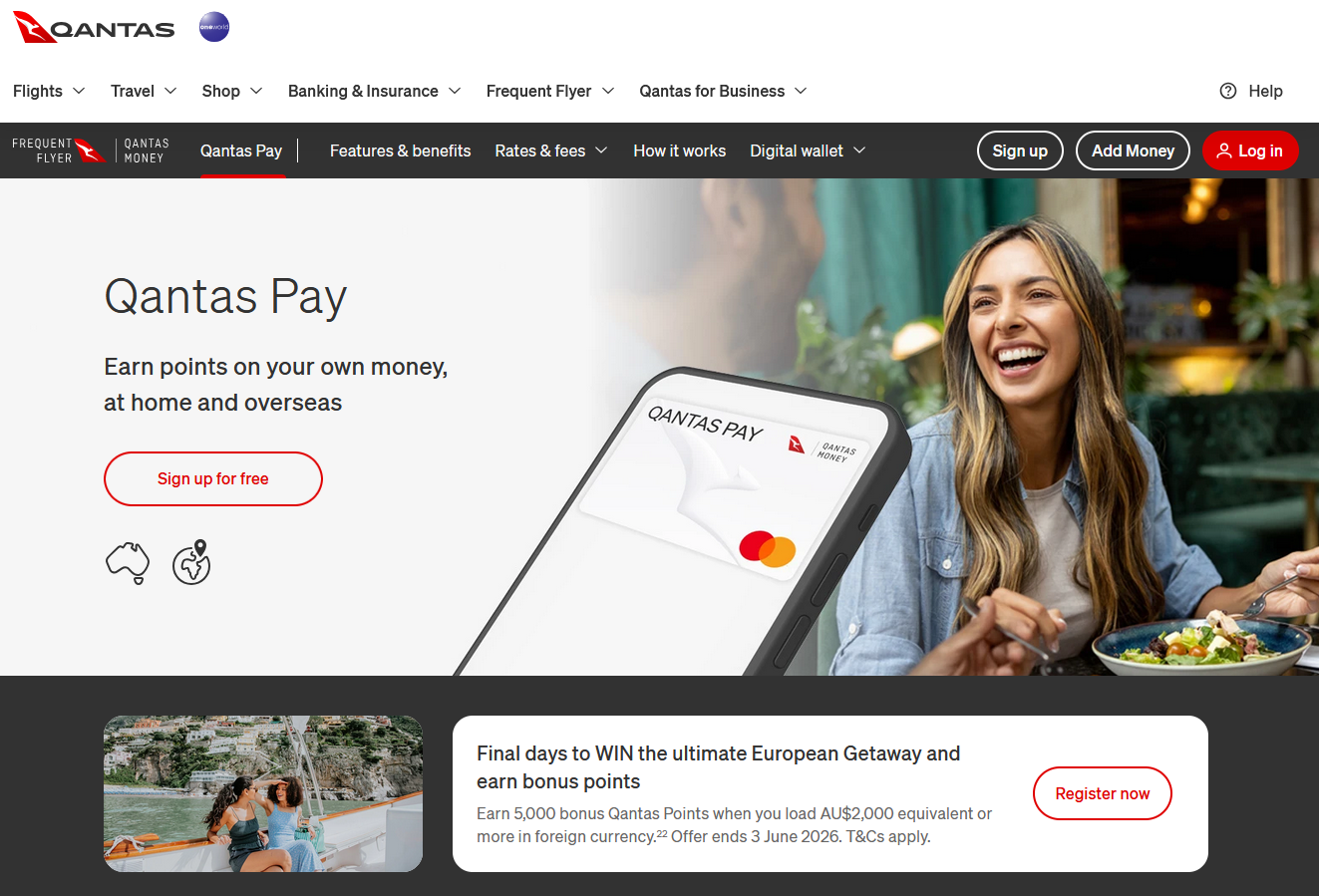Qantas Pay landing page
